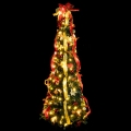 Aigostar - Arbre de Noël LED d'extérieur 100 LED 1,5 m IP44 rouge/doré, blanc chaud