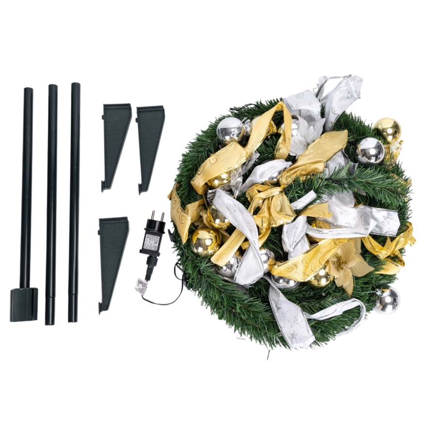 Aigostar - Sapin de Noël LED d'extérieur 100 LED 1,5 m IP44 blanc/or, blanc chaud