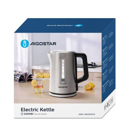 Aigostar - Bouilloire 1,7l 2200W/230V chrome mat