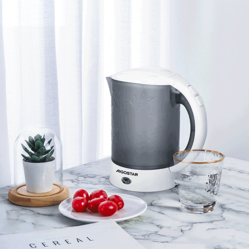 Aigostar - Bouilloire avec deux tasses 0,6l 650W/230V gris