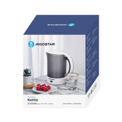 Aigostar - Bouilloire avec deux tasses 0,6l 650W/230V gris