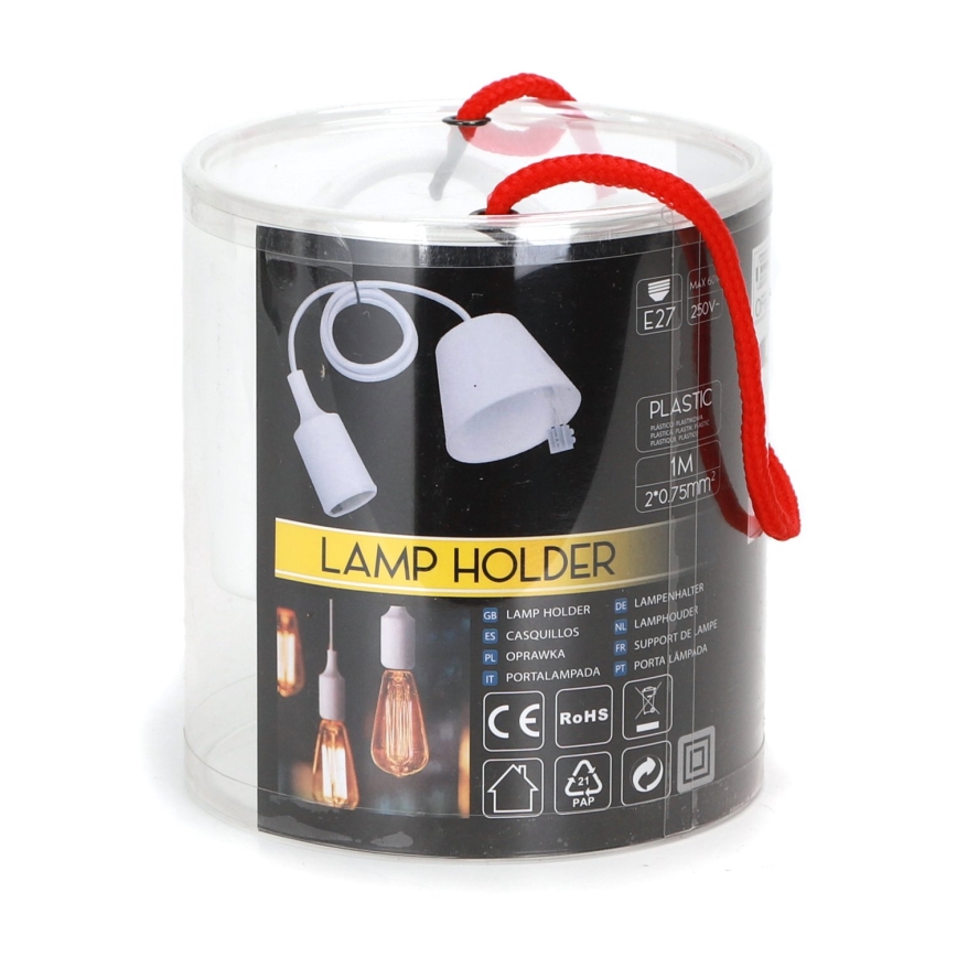 Aigostar - Câble d'alimentation 1xE27/60W/250V blanc