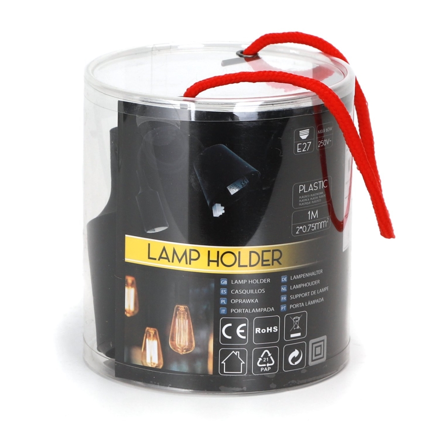 Aigostar - Câble d'alimentation 1xE27/60W/250V noir