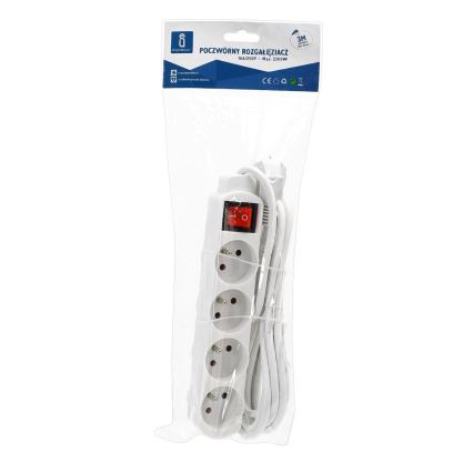 Aigostar - Câble d'extension avec un interrupteur 4Z 3m blanc