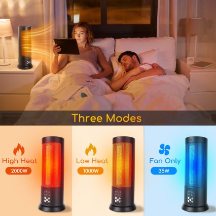 Aigostar - Radiateur électrique 1500W/230V + télécommande