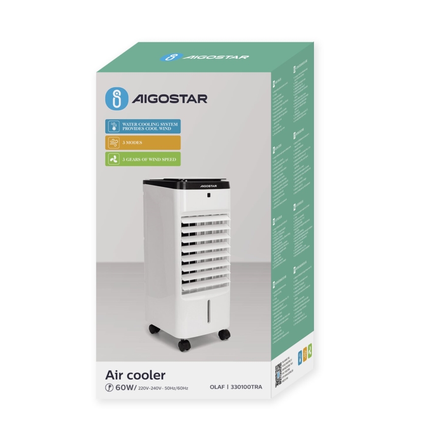 Aigostar - Climatiseur 60W/230V blanc/noir + télécommande