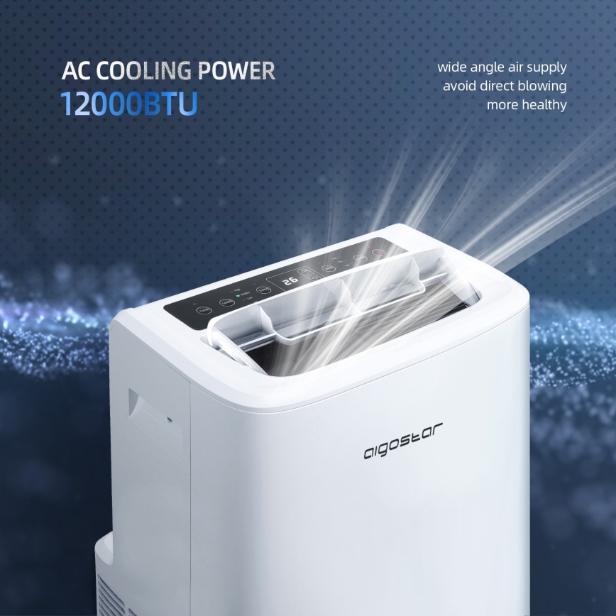 Aigostar - Climatiseur mobile intelligent 1337 W/230 V 12000 BTU Wi-Fi blanc + télécommande