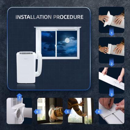 Aigostar - Climatiseur mobile intelligent 1337 W/230 V 12000 BTU Wi-Fi blanc + télécommande