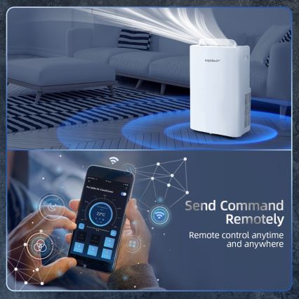 Aigostar - Climatiseur mobile intelligent 1337 W/230 V 12000 BTU Wi-Fi blanc + télécommande