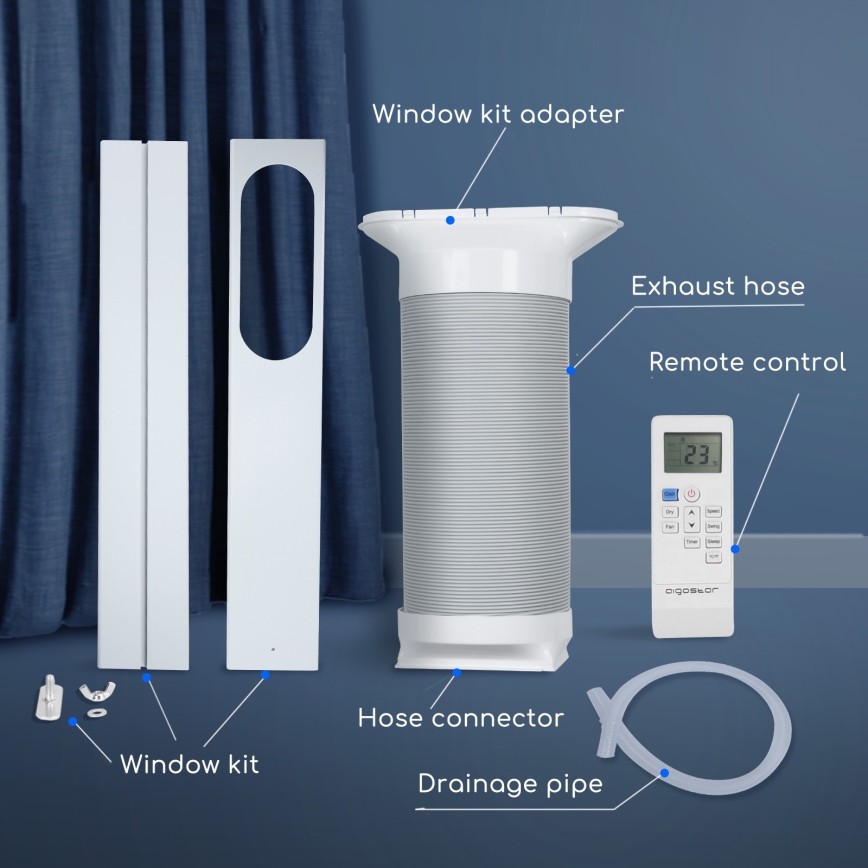 Aigostar - Climatiseur mobile intelligent 1337 W/230 V 12000 BTU Wi-Fi blanc + télécommande