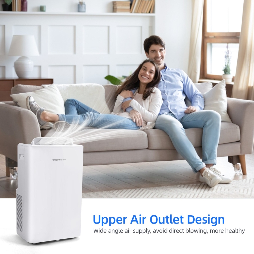 Aigostar - Climatiseur mobile intelligent 1337 W/230 V 12000 BTU Wi-Fi blanc + télécommande
