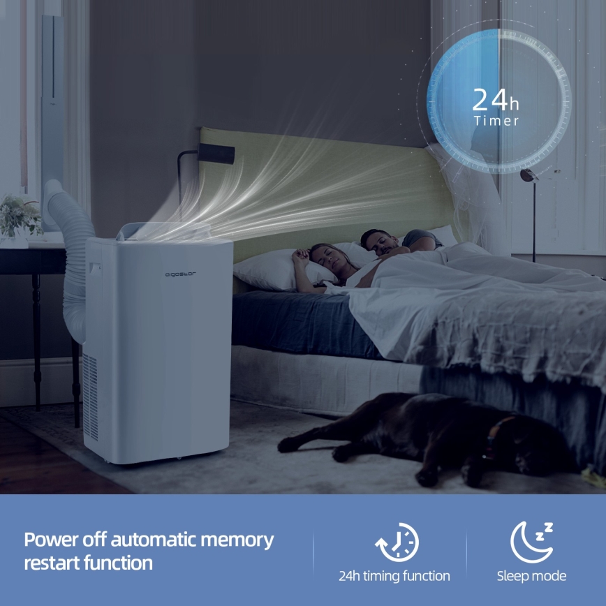 Aigostar - Climatiseur mobile intelligent 1337 W/230 V 12000 BTU Wi-Fi blanc + télécommande