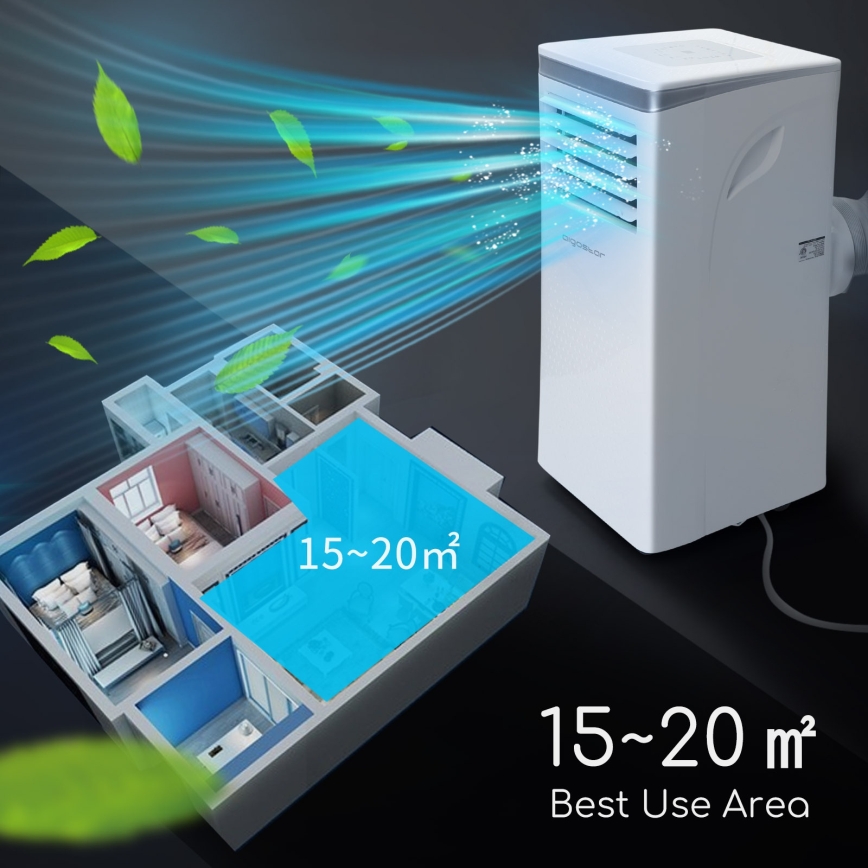 Aigostar - Climatiseur mobile intelligent 3 en 1 1003W/230V 9000 BTU Wi-Fi blanc + télécommande