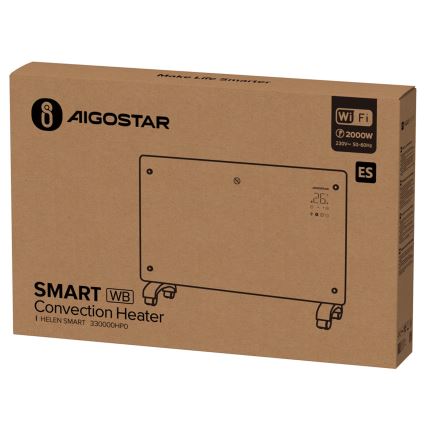 Aigostar - Radiateur électrique intelligent/convecteur avec écran LCD ECO/1000/2000W Wi-Fi
