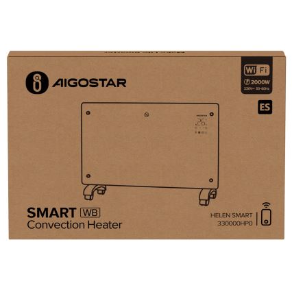 Aigostar - Radiateur électrique intelligent/convecteur avec écran LCD ECO/1000/2000W Wi-Fi