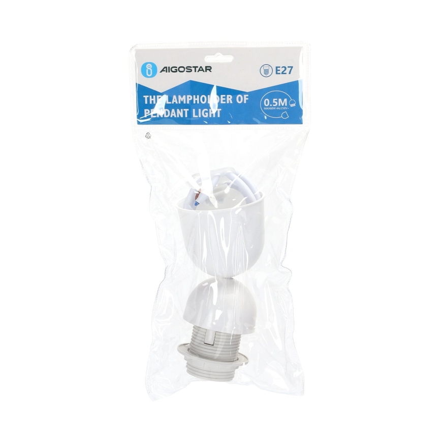 Aigostar - Cordon d'alimentation 1xE27/60W/250V blanc