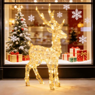 Aigostar - Décoration de Noël extérieure 80×LED/8 fonctions, 0,65 m, IP44, blanc chaud, renne