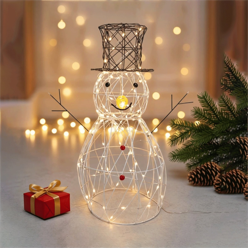 Aigostar - Décoration de Noël extérieure à LED 140 LED / 8 fonctions 0,6 m IP44 blanc chaud bonhomme de neige