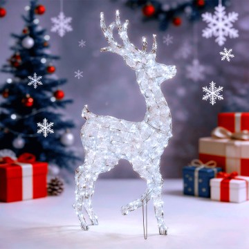 Aigostar - Décoration de Noël extérieure LED 240 LED/8 fonctions 1,25 m IP44 blanc froid renne