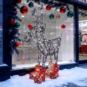 Aigostar - Décoration de Noël extérieure LED 260xLED/8 fonctions 1,2m IP44 blanc froid renne
