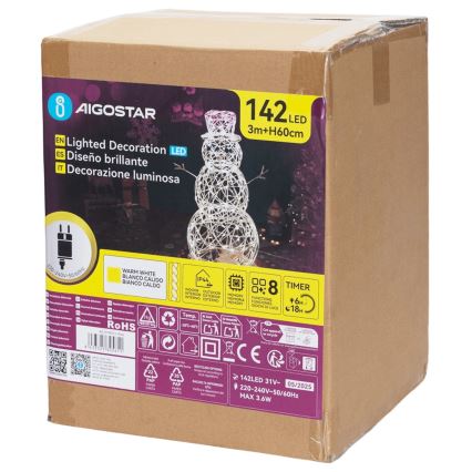 Aigostar - Décoration de Noël extérieure LED/3,6W/31/230V 2700K 60 cm IP44 bonhomme de neige