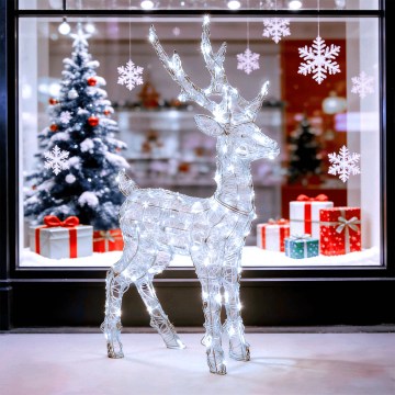 Aigostar - décoration de Noël extérieure LED 80xLED/8 fonctions 0,65 m IP44 blanc froid cerf