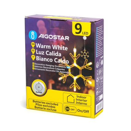 Aigostar - Décoration de Noël LED/3xAAA blanc chaud flocon de neige 19cm