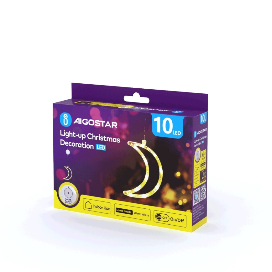 Aigostar - Décoration de Noël LED/3xAAA lune 18,5cm