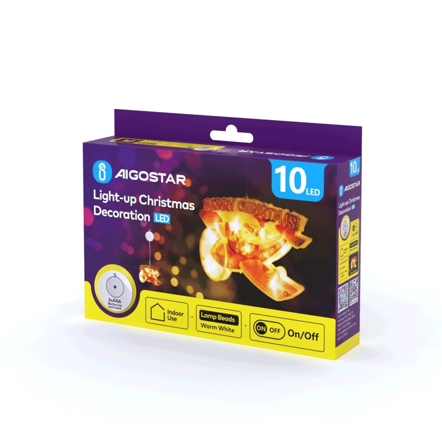 Aigostar - Décoration de Noël LED/3xAAA Noël airplane 17cm