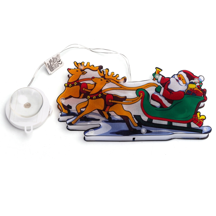 Aigostar - Décoration de Noël LED/3xAAA Père Noël et ses rennes 13,4cm
