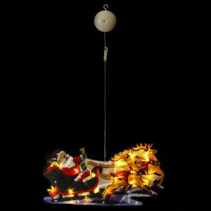 Aigostar - Décoration de Noël LED/3xAAA Père Noël et ses rennes 13,4cm