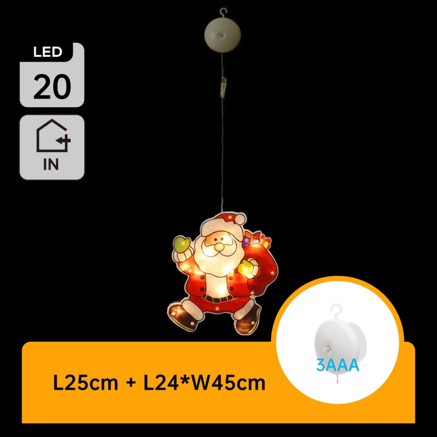Aigostar - Décoration de Noël LED/3xAAA Santa 45cm
