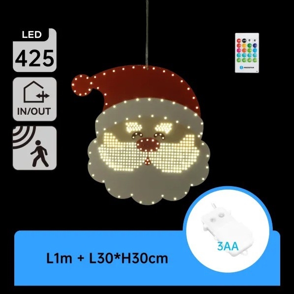 Aigostar - Décoration de Noël LED 425xLED/3xAA IP44 + télécommande Santa 30 cm