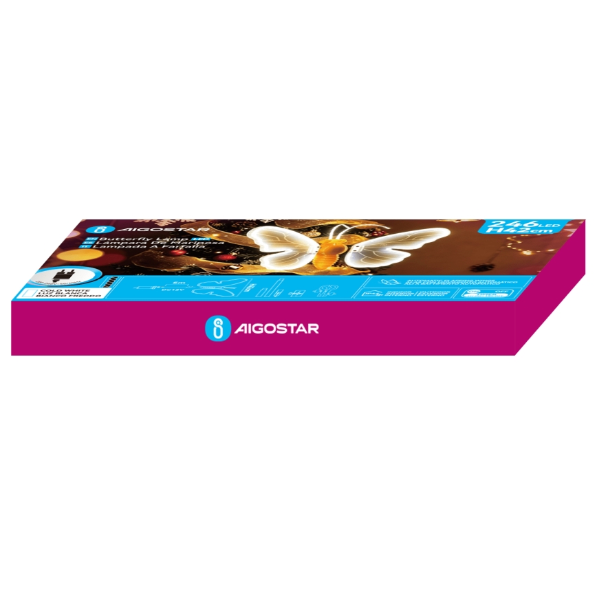 Aigostar - décoration extérieure LED 246xLED/9W/230V 42 cm IP44 papillon/blanc froid
