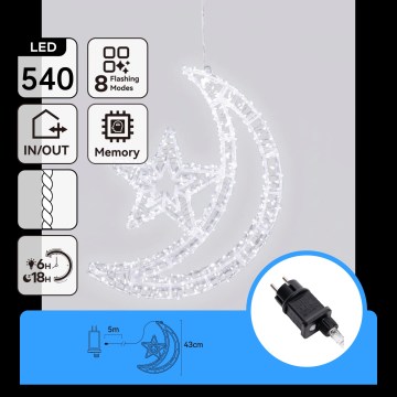 Aigostar - Décoration de Noël LED d'extérieur 540xLED/6W/230V 43 cm IP44 blanc froid měsíček