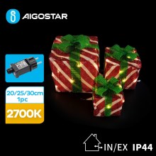 Aigostar- Décoration de Noël LED extérieure 3,6W/31/230V 2700K 20/25/30cm IP44 cadeaux