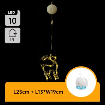 Aigostar - Décoration de Noël LED, renne 19 cm, 10 LED, alimentée par 3 piles AAA