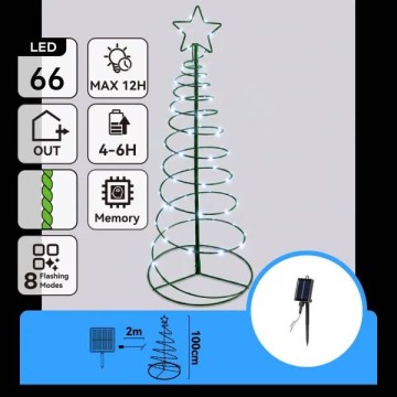 Aigostar - Décoration de Noël solaire LED/0,59W/3,7V 100 cm IP65 130 mAh blanc froid