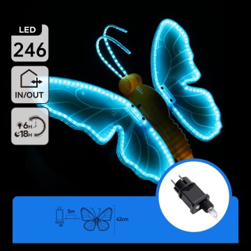 Aigostar - Décoration extérieure LED 246xLED/9W/230V 42 cm IP44 papillon/bleu