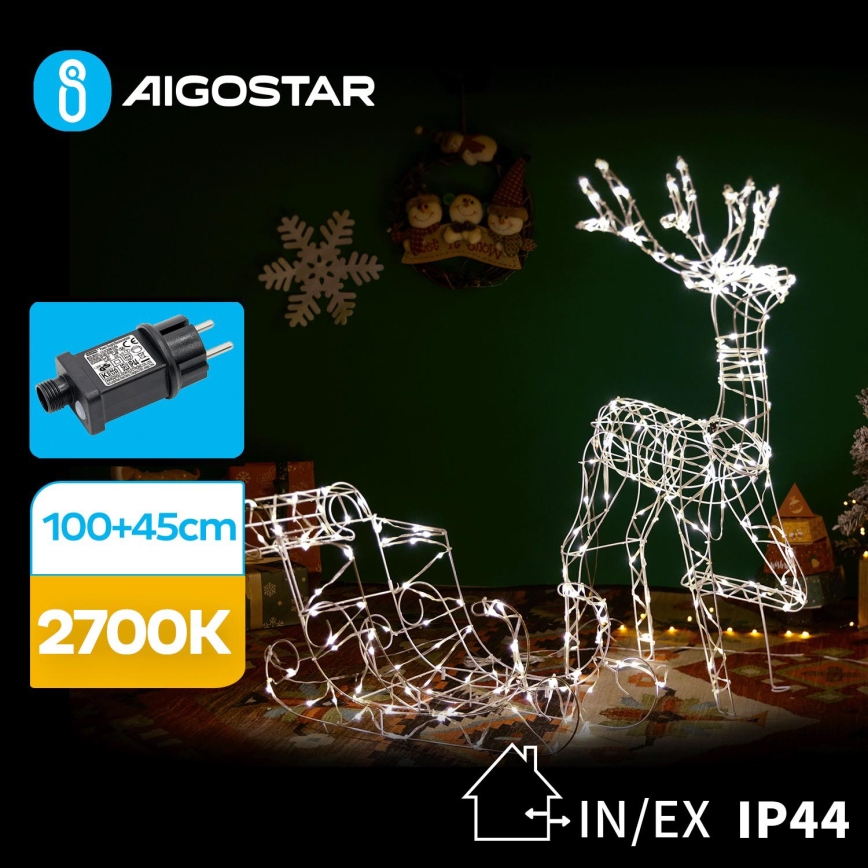 Aigostar - Décoration extérieure LED/3,6W/31/230V 2700K 90/45cm IP44 renne avec traîneau