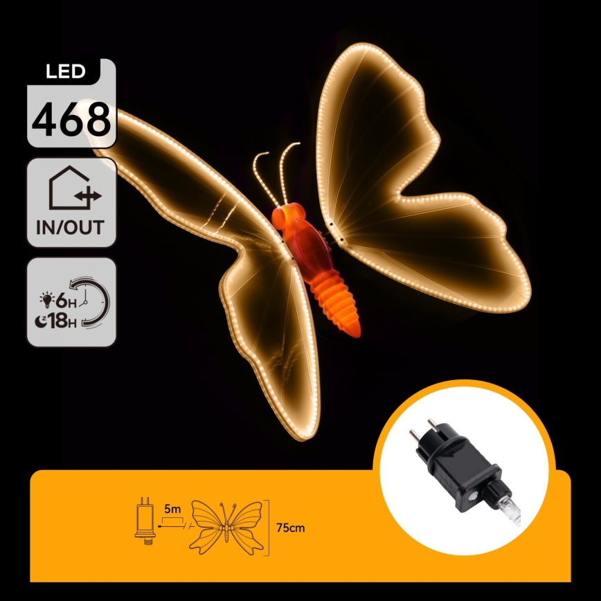 Aigostar - Décoration LED d'extérieur 504xLED IP44 blanc chaud papillon