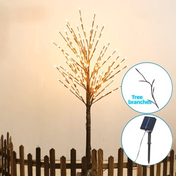 Aigostar - Décoration solaire 24xLED/2,6m IP65 arbre blanc chaud