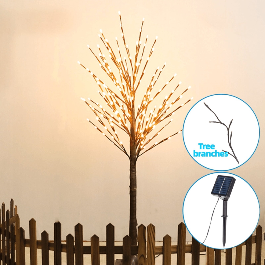 Aigostar - Décoration solaire 24xLED/2,6m IP65 arbre blanc chaud