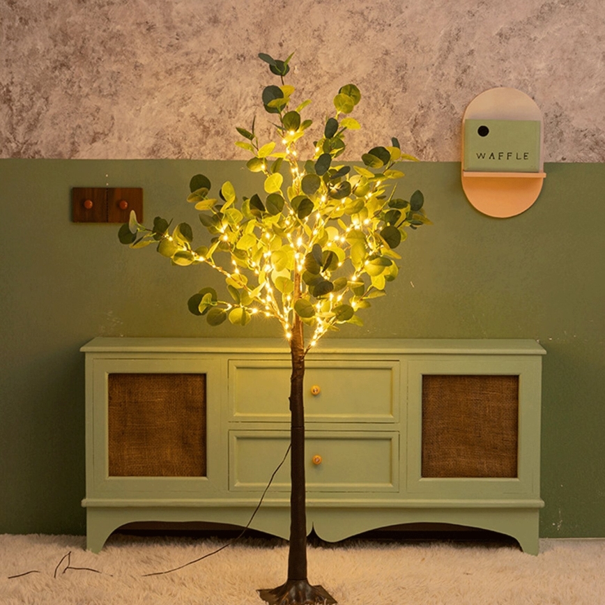 Aigostar - Décoration solaire 285xLED/3,8m IP65 blanc chaud eucalyptus