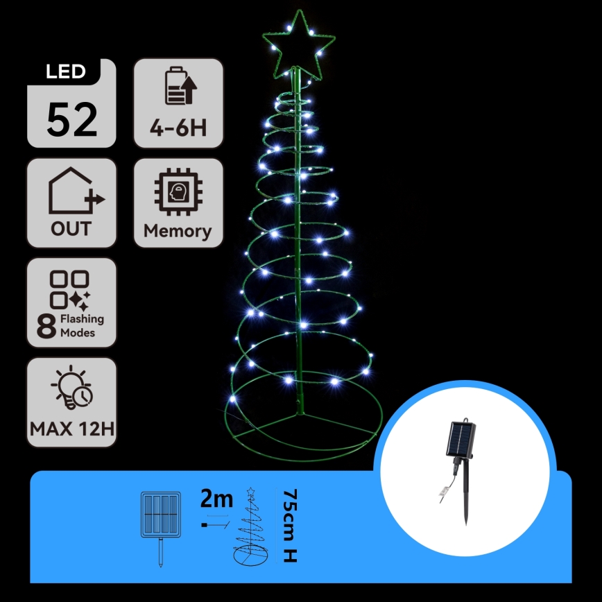 Aigostar - Décoration solaire de Noël LED/0,26W/3,7V 75cm IP65 500 mAh blanc froid