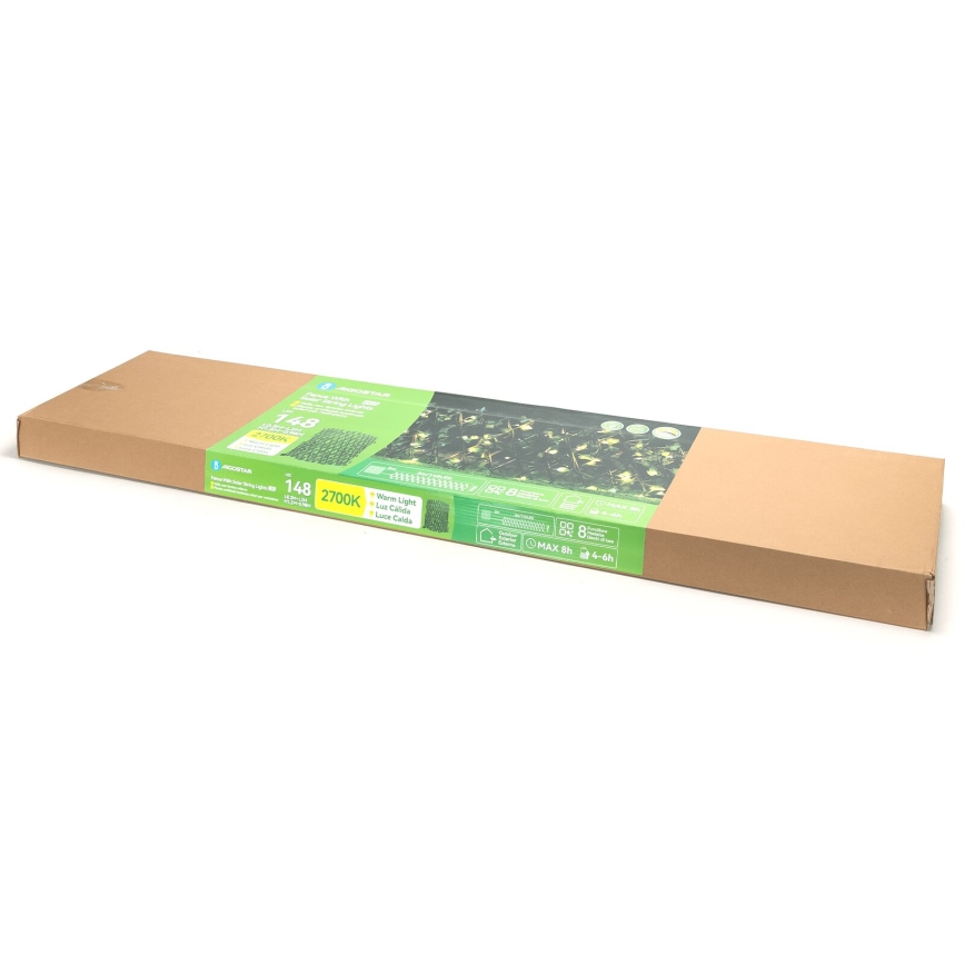 Aigostar - Décoration solaire LED 148xLED/2x1,2m IP65 300 mAh blanc chaud lierre