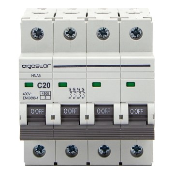 Aigostar - Disjoncteur 4 pôles, 20 A, courbe C, 400 V