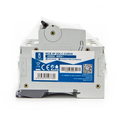 Aigostar - Disjoncteur 4 pôles 4P-25A-C 400V