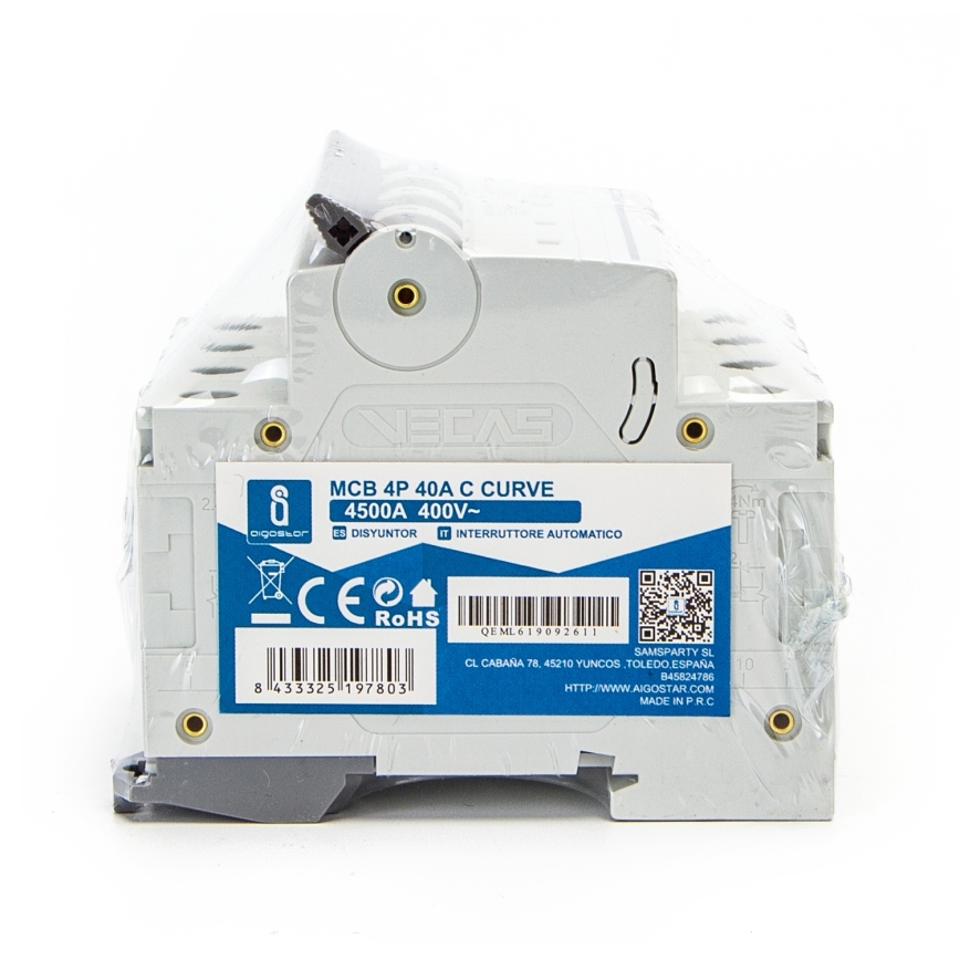 Aigostar - Disjoncteur 4 pôles 4P-40A-C 400V