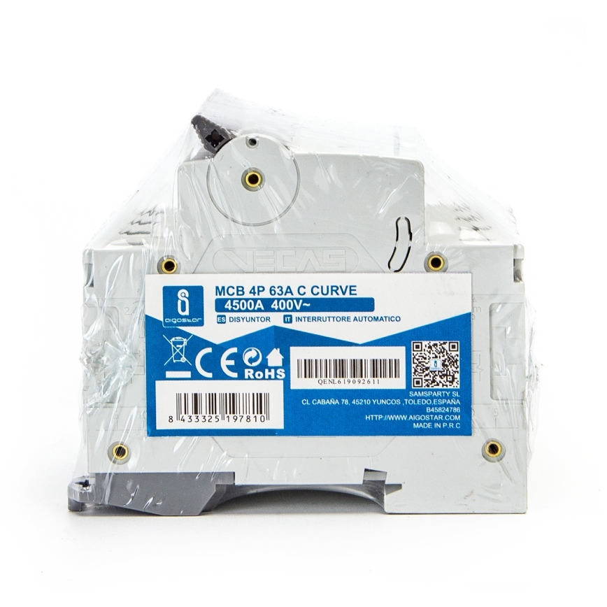 Aigostar - Disjoncteur 4 pôles 4P-63A-C 400V